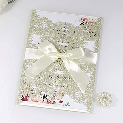 Invitation de mariage découpée au laser avec papier imprimable blanc - 3