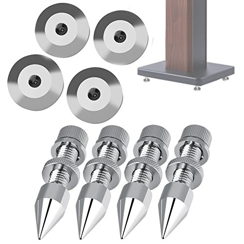 Mugast Pack de 4 Puntas de Desacoplo para Altavoces Cobre Puro Cromado Spikes de Desacople para Altavoces de Alta Aidelidad o Marco de Altavoz Cover
