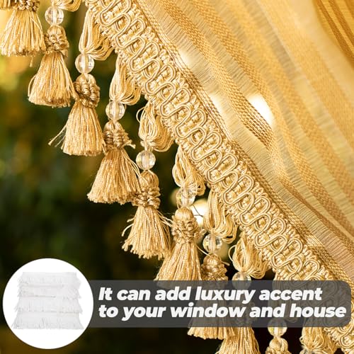 Borlas decorativas para cortinas blancas y ribete de flecos para cojines de sofá DIY 6