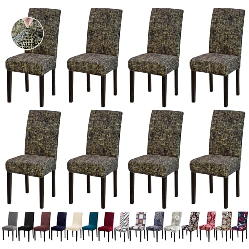 Fafua Chair Covers, Stretch Dining Room Chair Covers Set of 8, Removable Washable Dining Chair Slipcovers for Home, Hotel, Banquet