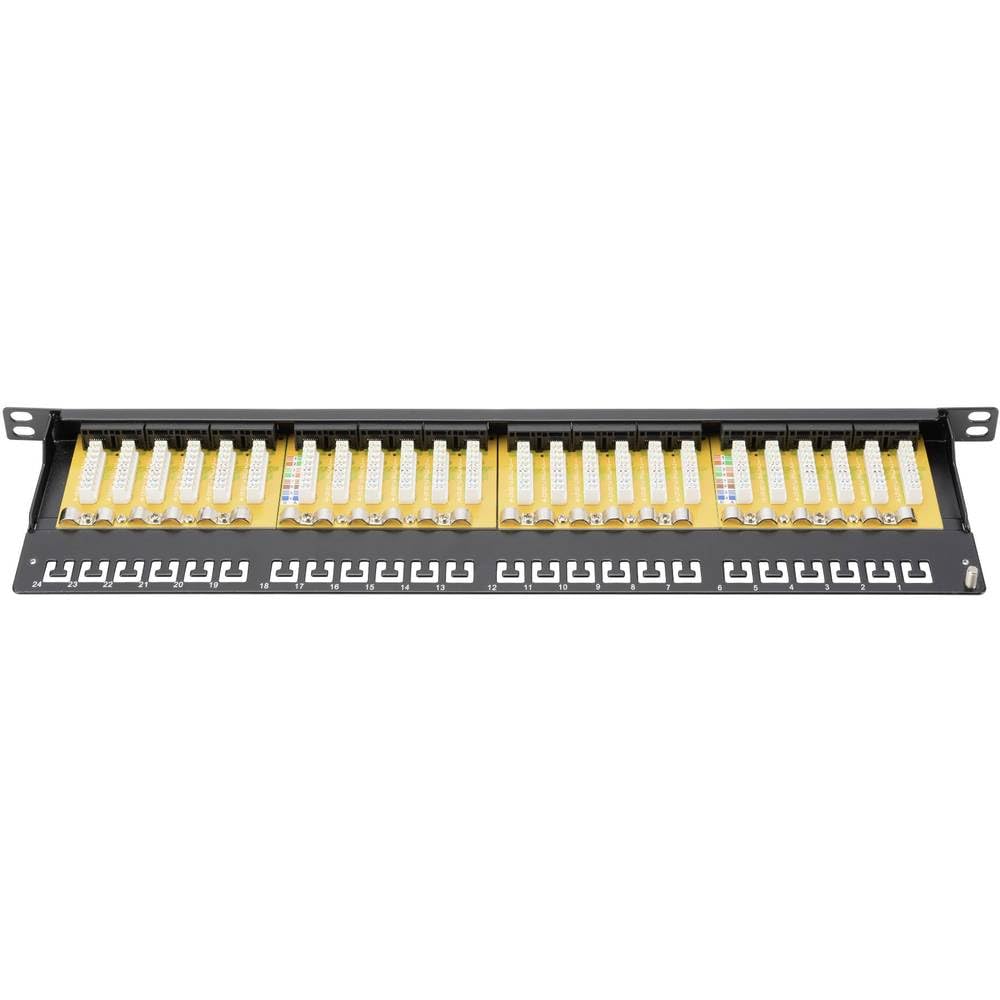 DIGITUS Panneau de brassage – Cat-6 – 19 pouces 0,5U – 24 ports RJ45 | Non blindé – 1 Gbit/s – Patch Panel LSA – Montage en rack dans une armoire réseau – Noir
