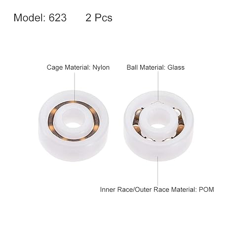 Miniatura 2 de uxcell 623 POM Rodamientos 0.118x0.394x0.157 in Bola de Vidrio Nylon Jaula 2pcs