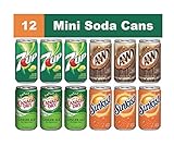 West End Foods Bundle of Mini Soda Cans Variety Mix, 12 Pack of 7.5 Fl Oz Soft Drinks, A&W Root Beer