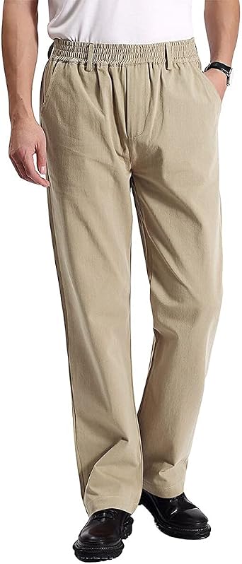 Ylingjun Mens Jeans Elastic Waist Relaxed Fit Straight Leg Jeans Casual Pants
