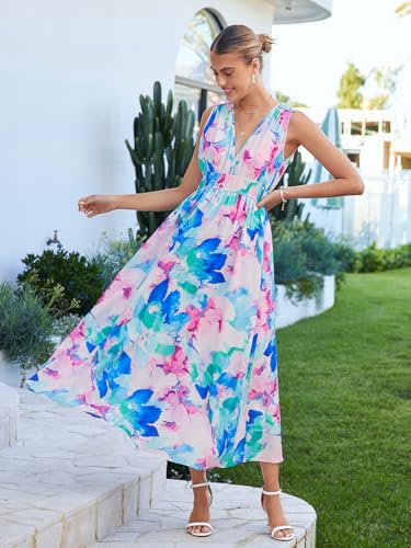 Image of Flessibili Women's Sleeveless Floral Maxi Dress 2026 Sundresses Spring Summer Wedding Guest