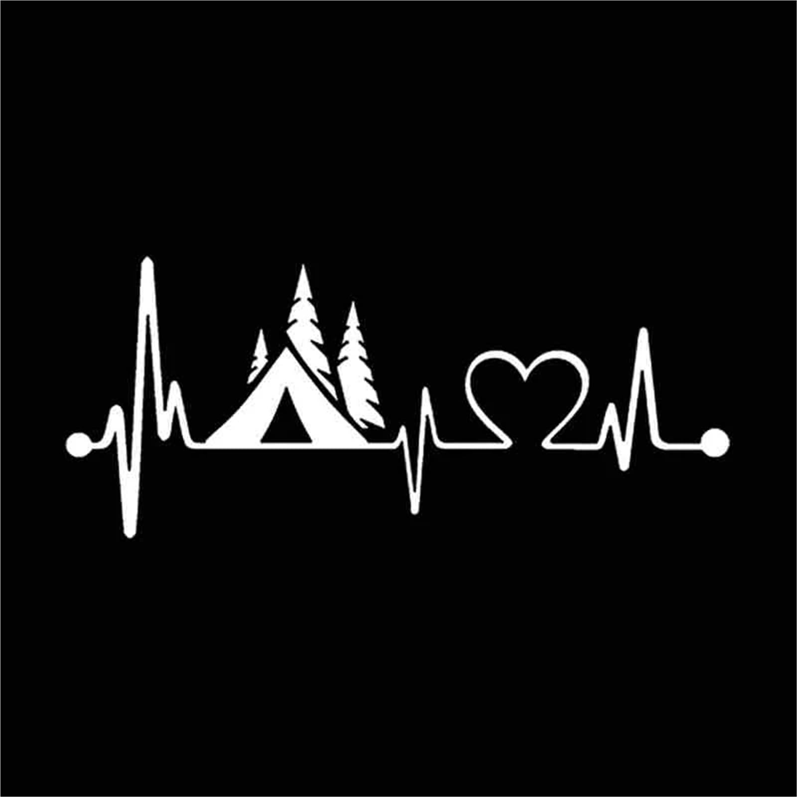 FGLFPXI Tent Camper Heartbeat Lifeline Camping Car Sticker Automobiles Motorcycles Exterior Accessories Decals,20cm*8cm