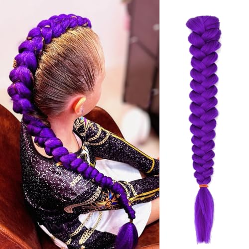 26 inch Purple Braid Ponytail Extensions Purple Hair Extensions for Braids Easy Clip in Ponytail for Cosplay Halloween Costume26inch Braids Ponytail