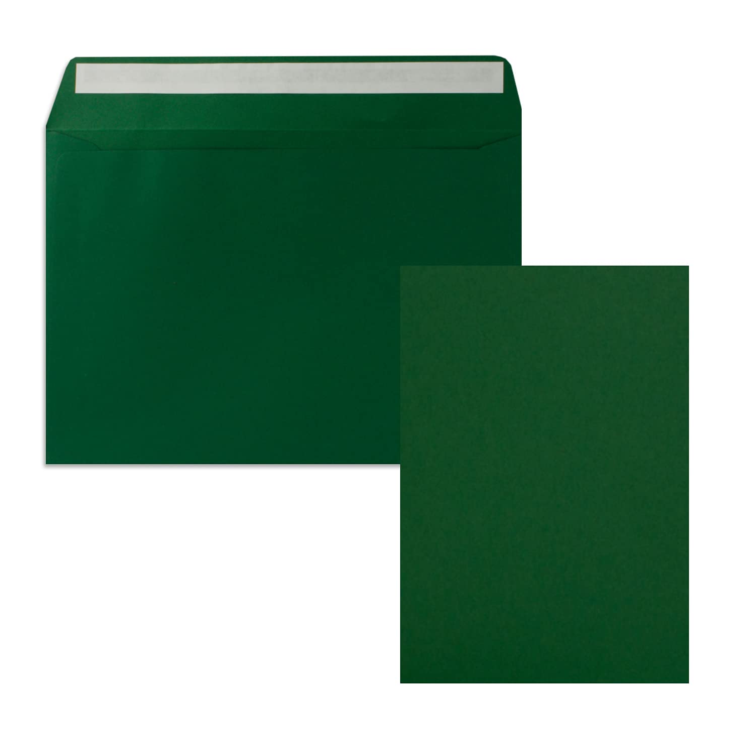Juego de 150 tarjetas individuales DIN A5 14,8 x 21 cm en verde oscuro (verde) con sobres DIN C5 autoadhesivos, para grandes invitaciones y tarjetas de cumpleaños o boda