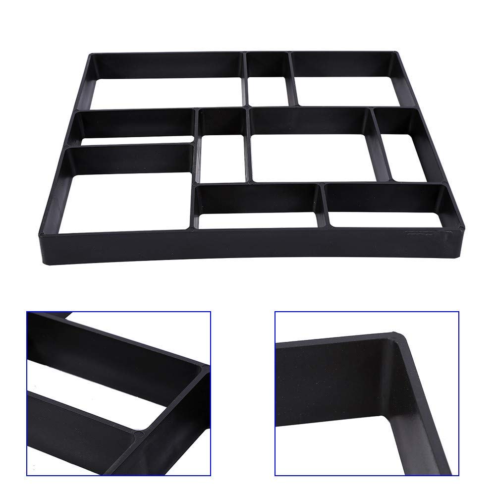 Greensen Moule de Béton DIY Chemin de Pierre Moules, Ciment Moule Moule à Pavé Béton Pavage en Plastique Réutilisable pour Sols de Jardin Patio Balcon Terrasse Allée 50 x 50 x 4.5 Cm Noir
