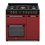 Cuisiniere piano gaz 3 fours électriques CONTINENTAL EDISON CECP903FBXD 5 feux - Bordeaux - Largeur 90 cm