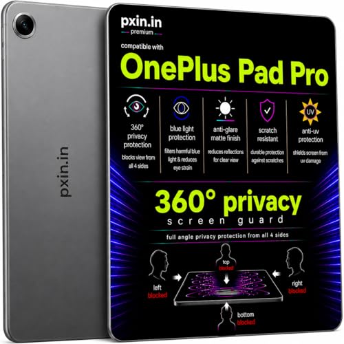 Image of Pxin 360 Pro Privacy Screen guard compatible with OnePlus Pad Pro | Anti Glare | Anti UV | Anti Blue | Anti Reflection | Privacy Filter | Unbreakable Build