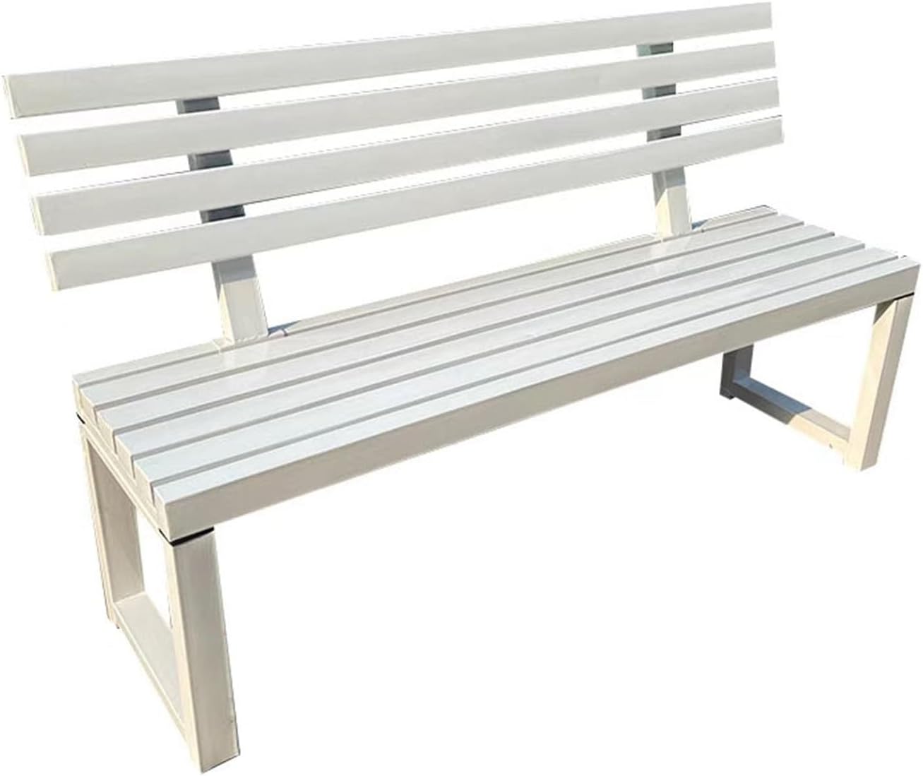 2-Person Outdoor Bench Backrest Metal Steel Benches Furniture for Patio Garden Porch Entryway Indoor Deck Backyard Bench L 39in 47in 59in(Cream 47in)
