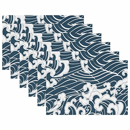 Set de table tissu Oxford motif rivière pour des repas conviviaux et sans taches - 6