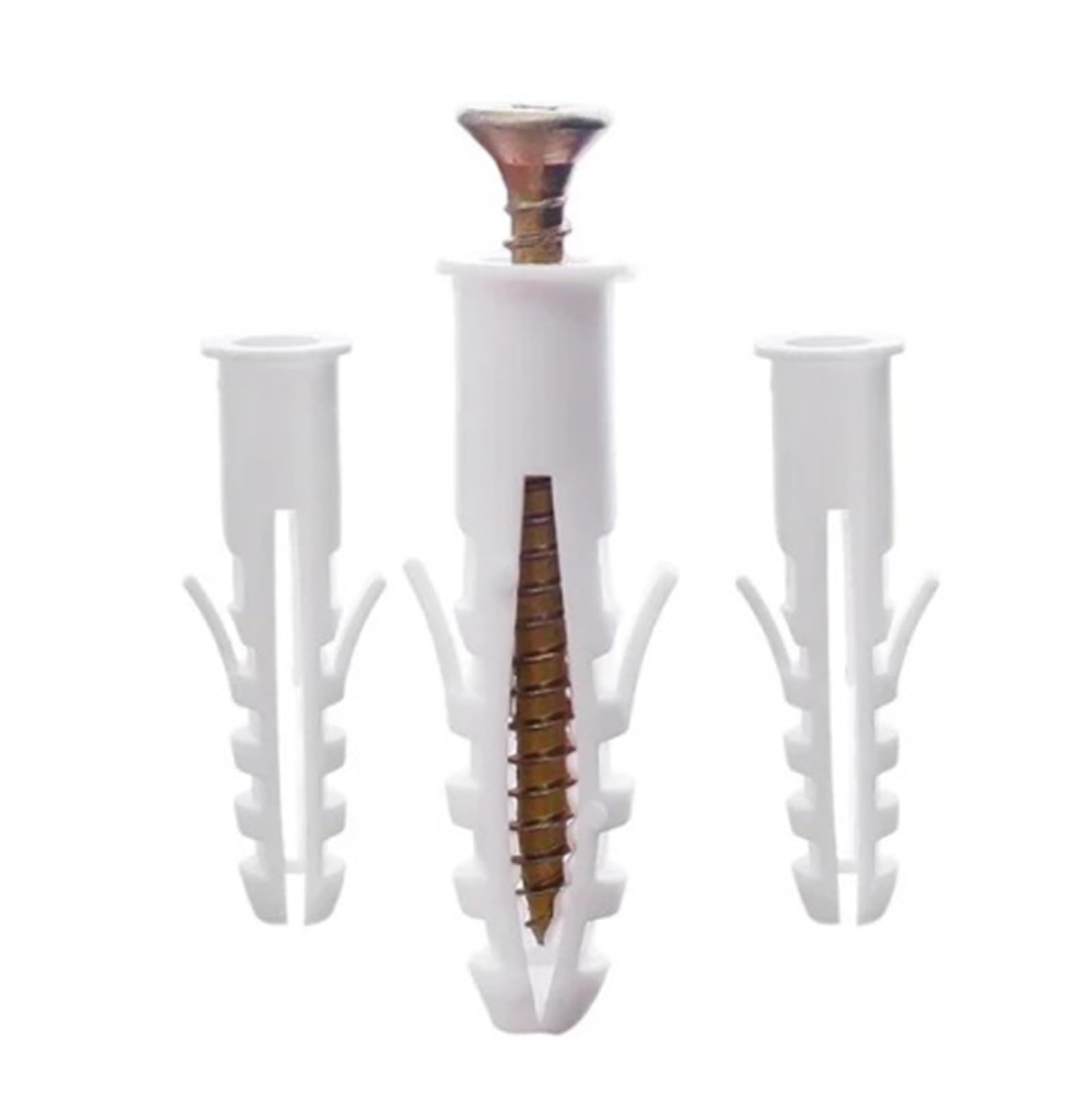 Boulons à expansion en plastique Tube d'expansion de clous en plastique multi-tailles, bouchons d'ancrage muraux, vis, outils de fixation(200pcs- (2packs),4x1cm)