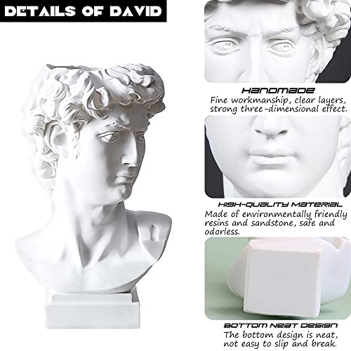 Estatua de Busto de David de Resina Blanca 6.5 pulg miniatura 4