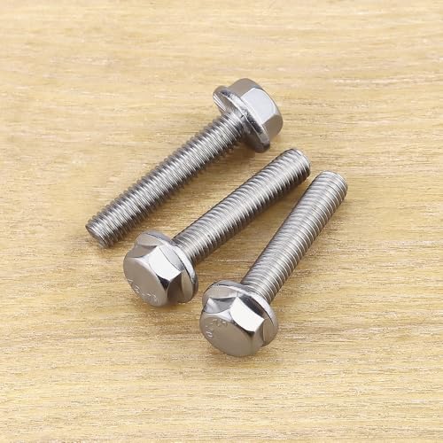 Image of 5 /16-18 x 1-3 /4 inch Flanged Hex Head Bolts Screws, 304 Stainless Steel 18-8, Full Thread, Coarse Thread, 10 PCS