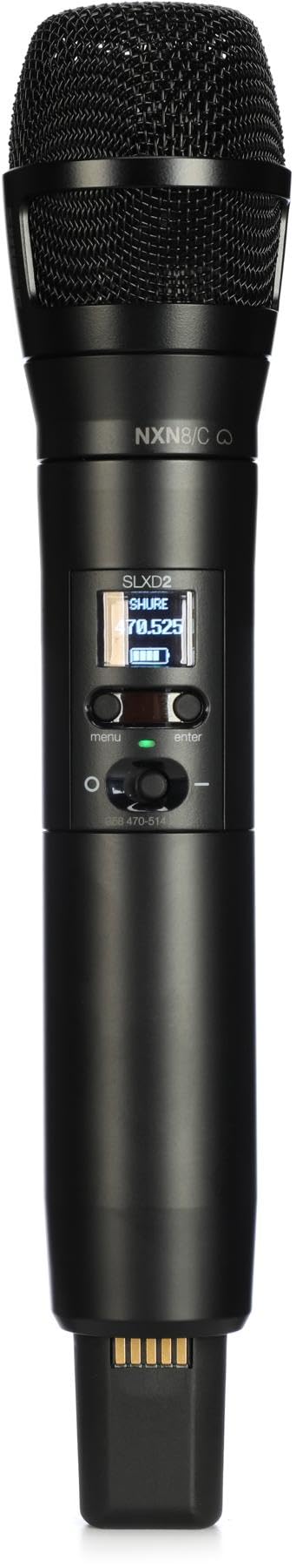Shure SLXD2/N8CB Handheld Transmitter with Nexadyne 8/C Black Cardioid Vocal Mic Capsule - for use with SLX-D Digital Wireless Microphone Systems, Receiver Sold Separately | G58 Band (SLXD2/N8CB=-G58)