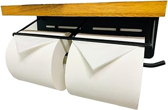 SMALY Toilet Paper Holder, 2 Tiers, Wooden Top Included, For Rental, Width 13.0 x Depth 4.3 inches (33 x 11 cm), Load Capacity 11.0 lbs (5 kg), Double, Woodgrain, Stylish Paper Holder
