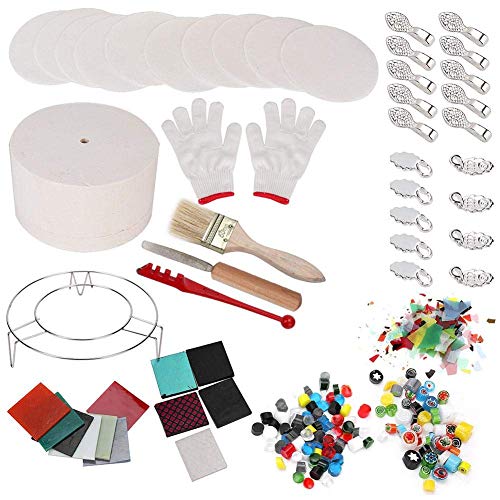 CCAN Huhn Glass Kilns, Microwave Kiln Set Sewing and DIY Fusing Glass Jewelry Set 14PCS/Set Professional Simple Making DIY Jewelry Glass Fusing Tools Set (Large)
