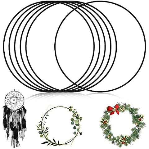 DODUOS 6 Stück Metallringe zum Basteln, 20mm Metallring Schwarz, 3mm Dick Deko Ringe zum Aufhängen, Drahtringe zum Basteln für Traumfänger, Dekorationen, kreative Arbeiten, Floristik Cover