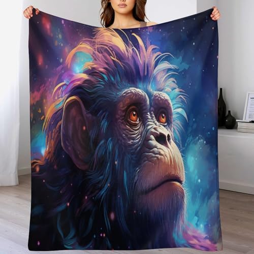 Couverture en polaire flannel gorille 130x150cm légère pour lit