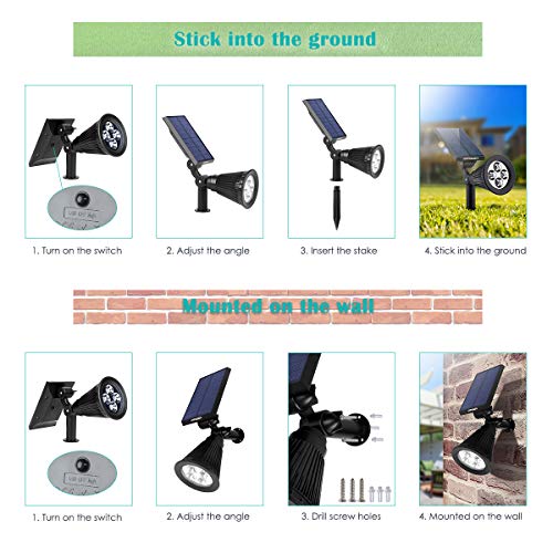 Urpower Solar Lights Outdoor, Adjustable Solar Spot Lights Outdoor, 2-In-1 Waterproof Solar Landscape Spotlights Wall Light, Dusk-To-Dawn Solar Powered Outdoor Light For Garden, Yard, Pathway (2 Pack) #TOP5