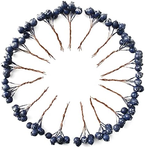 Hagao Fake Blueberry Artificial Fruits Plastic Foam Christmas Fake Silk Flowers Home Decorative Party Wedding (Blue) - 20 PCS
