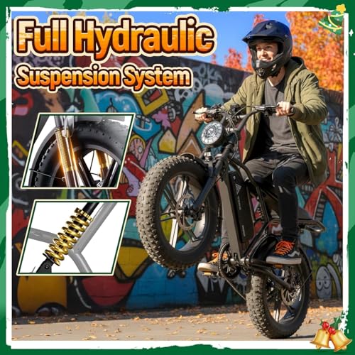 Image of 750W All-Terrain Fat Tire Electric Bike for Adults, 28MPH 60+ Miles Removable Battery, 20 inchx4 inch Puncture-Proof Tires, 7-Speed & Dual Suspension, 450LBS Capacity