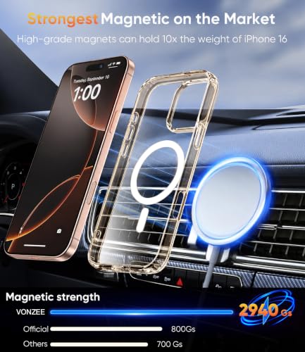 Image of Elzzi Anti Scratch Semi Translucent Cover for iPhone 16 Pro Case, Premium PC + TPU Magnetic Phone Cases, Compatible with Magsafe Slim Never Yellowing Shockproof - Desert Titanium