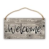 Rustic Wood Welcome Sign - Farmhouse Porch Decor, Hanging Plaque for Holidays
