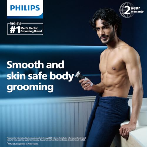 Image of Philips Body Trimmer for Men-Clinically Tested for Sensitive SkinI Patented Pearl Tip & Hypo allergenic foilI Skin Safe GroomingI Trim or Shave Basis Your StyleI ShowerproofI3 Year Warranty-BG3007 /01