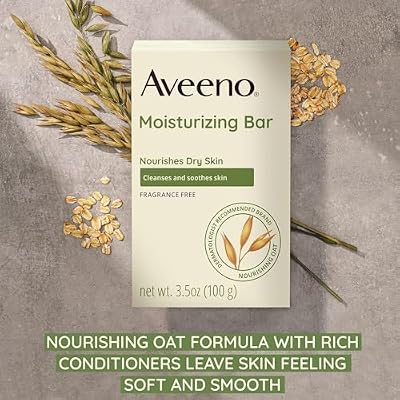 Aveeno Gentle Moisturizing Bar Facial Cleanser with Nourishing Oat for Dry Skin, Fragrance-free, Dye-Free, Soap-Free, 3.5 oz (Pack of 6)