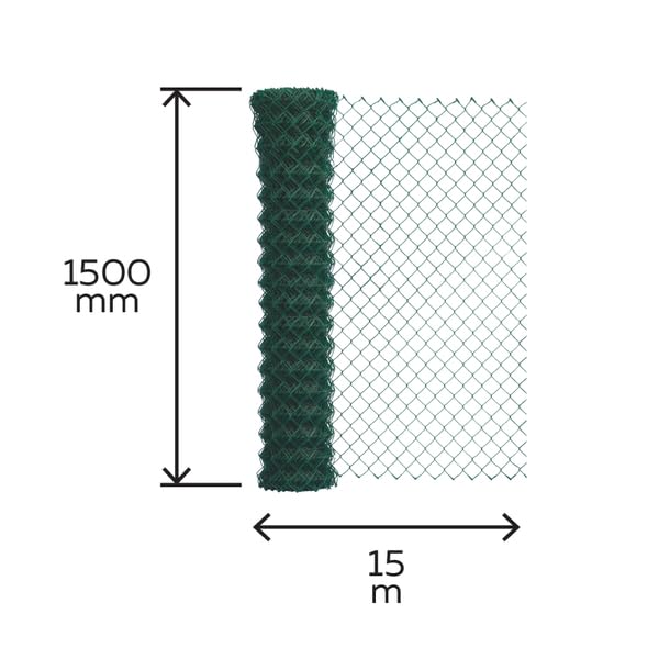 Alberts 604738 Maschendraht-Geflecht | verschiedene Längen und Höhen - wahlweise in verschiedenen Farben | grün | Höhe 150 cm | Länge 15 m