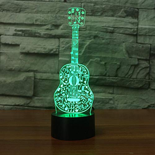 Preisvergleich Produktbild Musikinstrument Gitarre 3D Illusion Lampe Nachtlicht Optische Täuschung Led Schreibtischlampe 7 Farben Mit Fernbedienung Für Schlafzimmer Kinder Weihnachts Valentine Geburtstag Geschenk