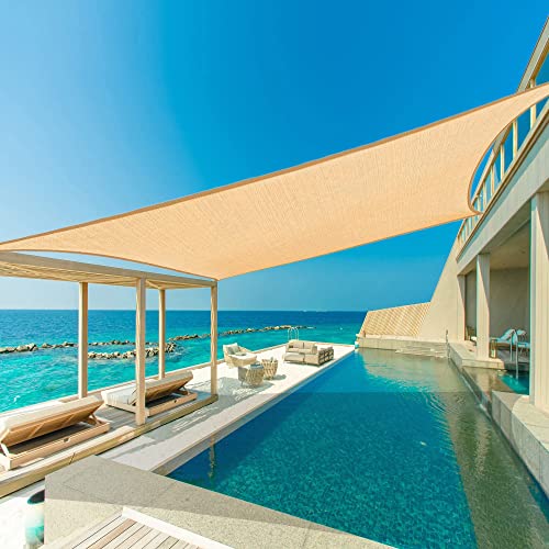 Yardmaker 20x20 Sun Shade Sail Sand Large Square Canopy Sail Shade Cloth for Patio Garden Outdoor Backyard