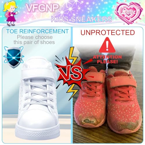 Sneakers for Girls, Kids Cute Fashion High Top Casual Canvas Sequin Shoes-(Pk/Pur/Bla/WHI)3