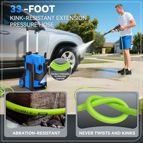 Electric Pressure Washer, 5000 PSI 4.0 GPM Heavy Duty Power Washer, with 4 Nozzles,Foam Cannon,33FT Hose Reel and 500ml Soap Bottle for Home/Cars(Blue) - Image 6