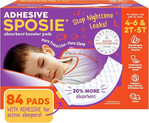 Sposie Diaper Booster Pads | Stop Leaks in Baby Overnight, Nighttime Diapers | Disposable Toddler Training Underwear Girls & Boys | Adhesive Diaper...
