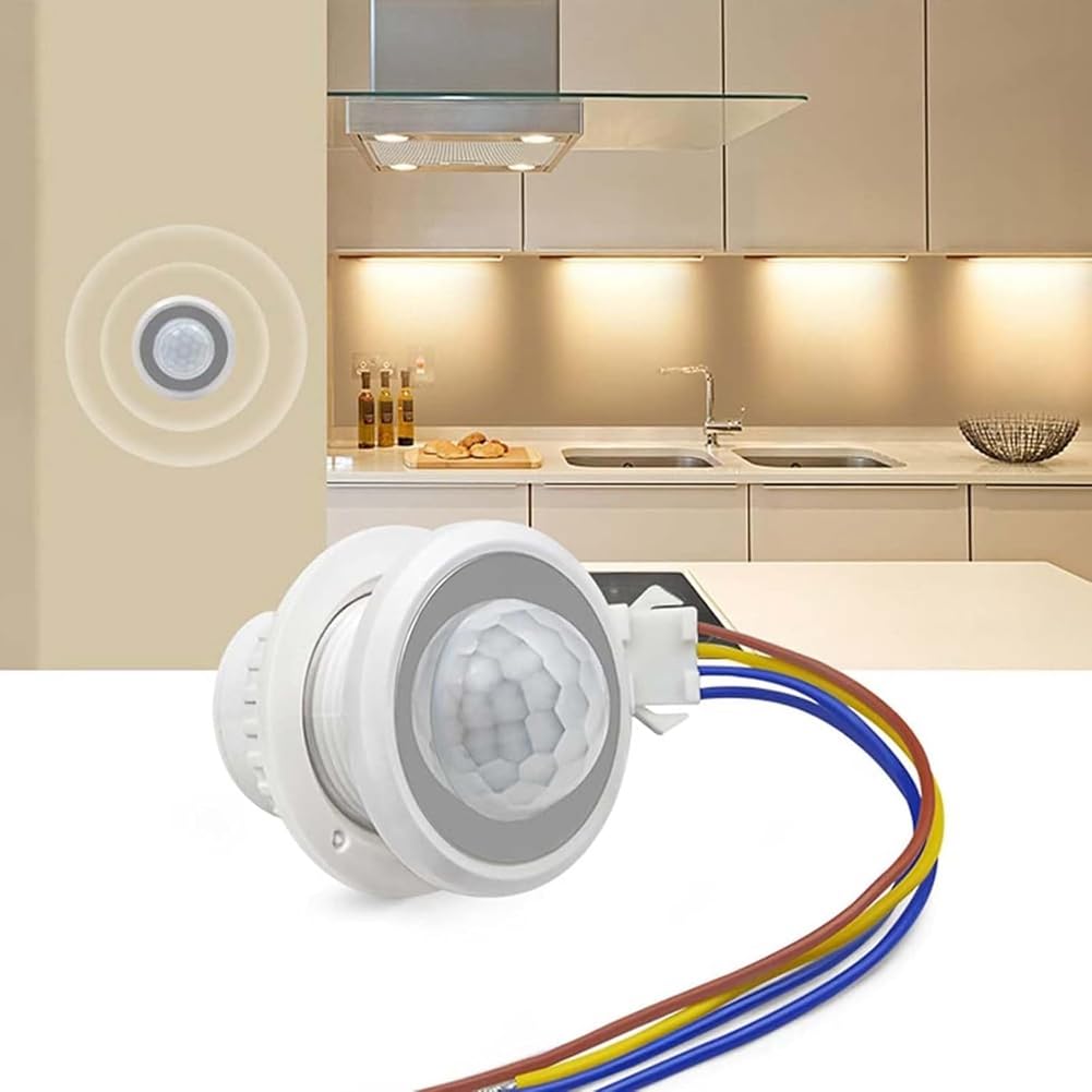 Paquete de 12 Interruptores con Sensor de Movimiento PIR de 85-265 V y 40 W para Montaje en Pared y TeCHO con Apagado Automático en Modo Nocturno de 30 S.