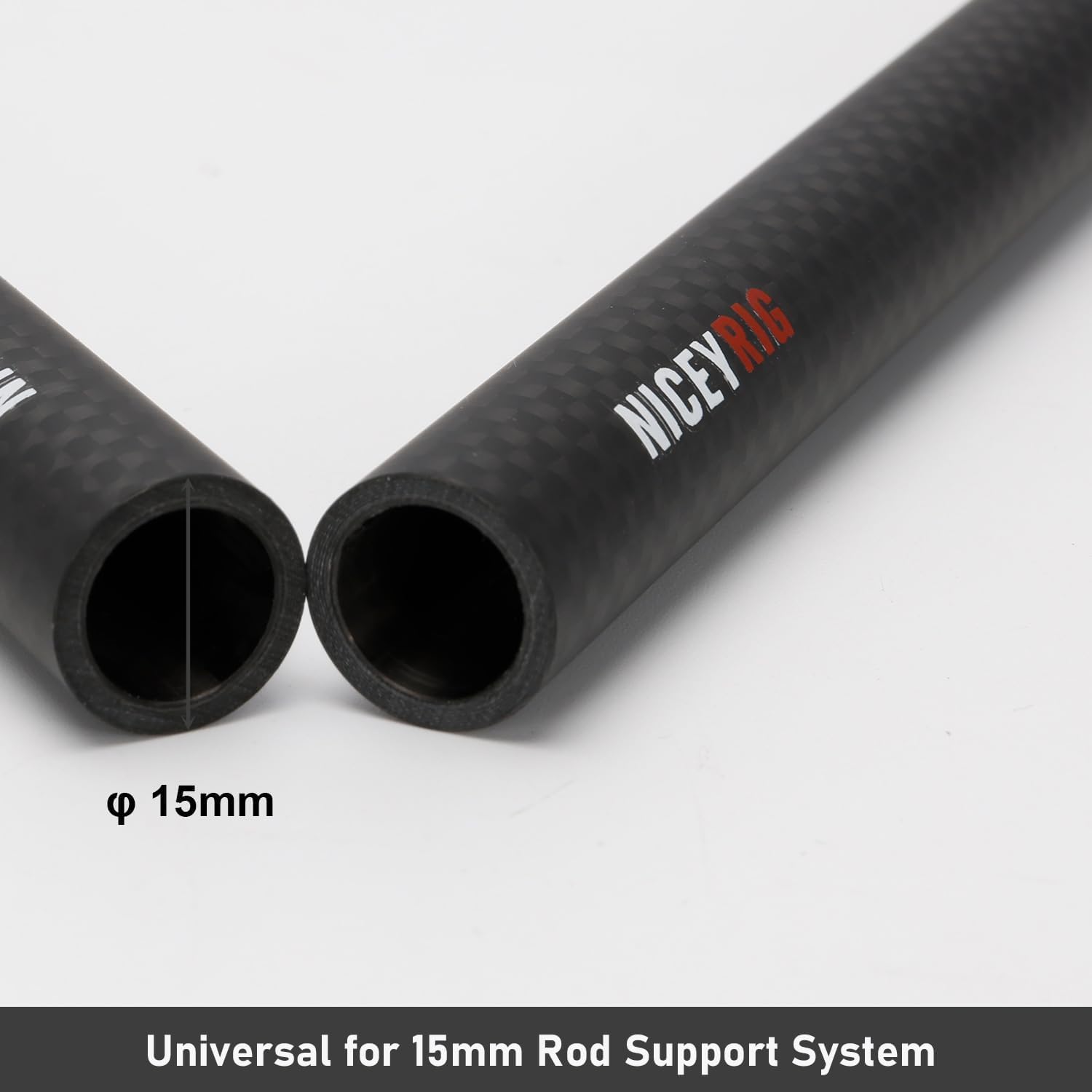 NICEYRIG 15 mm Rods in fibra di carbonio, 40 cm e 15 mm Rod, sistema di supporto per binario per DSLR, gabbia stabilizzatore per fotocamera, scatola opaca, piastra di base -555