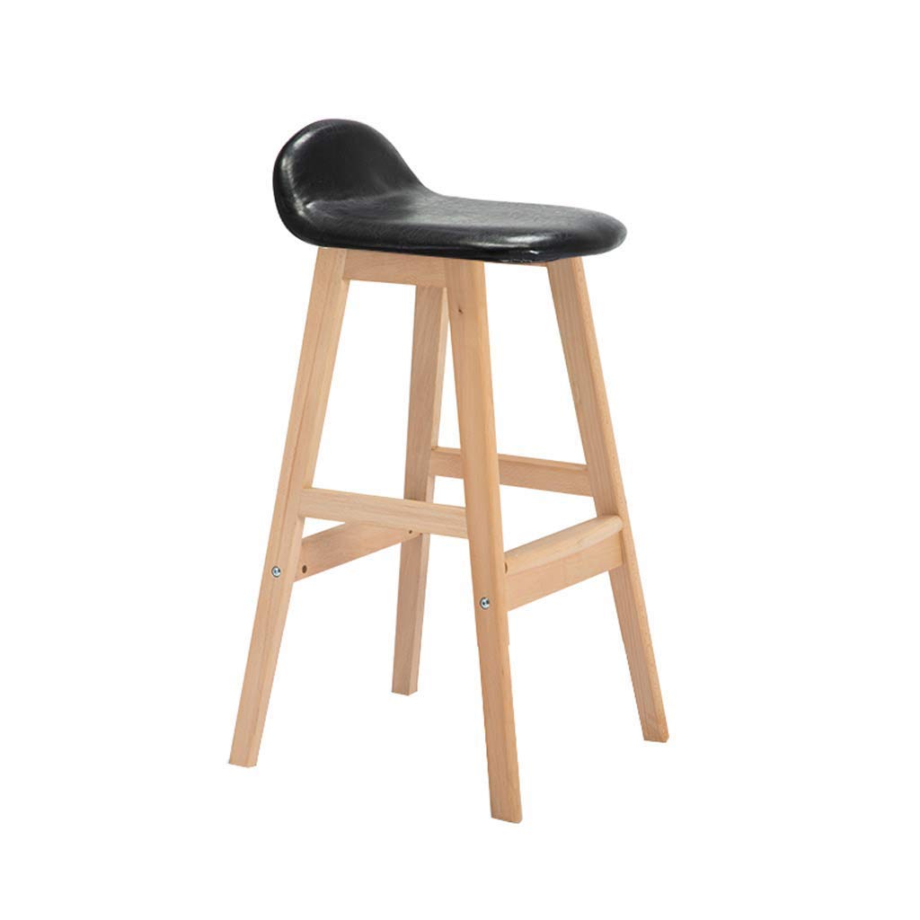 n/a Bar Stool Dengzi High Bar Chair Backrest High Stool High Stool Solid Wood Bar Stool Bar Stool Front Desk Chair (Color : Black)