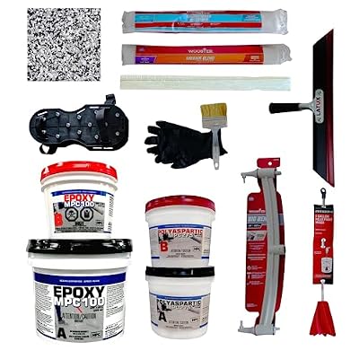 MPC Flake Floor Epoxy System, Light Grey Pre-Tinted Industrial- and Contractor-Grade Floor Epoxy Kit for Residential and Commercial Use, 3 Gallons, 25 Pounds, Covers 400 Square Feet, Domino