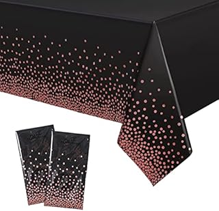2Pcs 137*274cm White and Gold Disposable TableCloth Table Covers,Party Dot Confetti Rectangular Tablecover Plastic Tablecloths for Picnic,Baby Shower,Wedding,Christmas,Birthday Parties Decorations