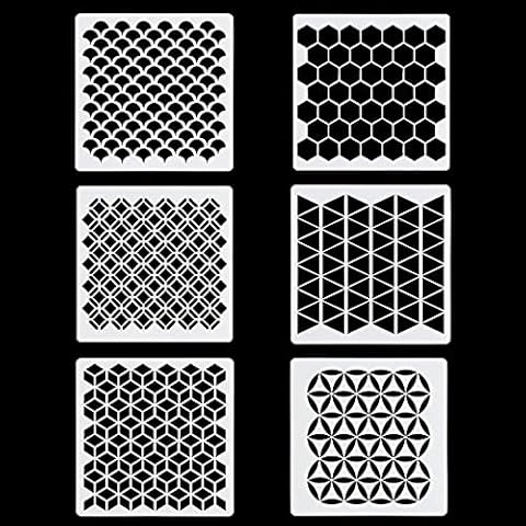 Rolin Roly 6Pcs Geometric Painting Stencils Honeycomb Drawing Templates Durable Stripe Mold for Craft PET Art Scrapbook Tiles DIY Furniture Wall Floor Stencil Décor Cover