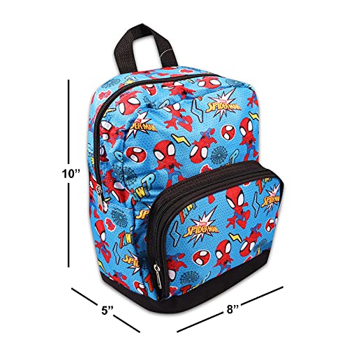 Fast Forward New York Marvel Spiderman Preschool Backpack For Kids, Toddlers - 4 Pc School Supplies Bundle With Canvas Spidey 10'' Mini Backpack, Stickers, Tattoos, And More #TOP2