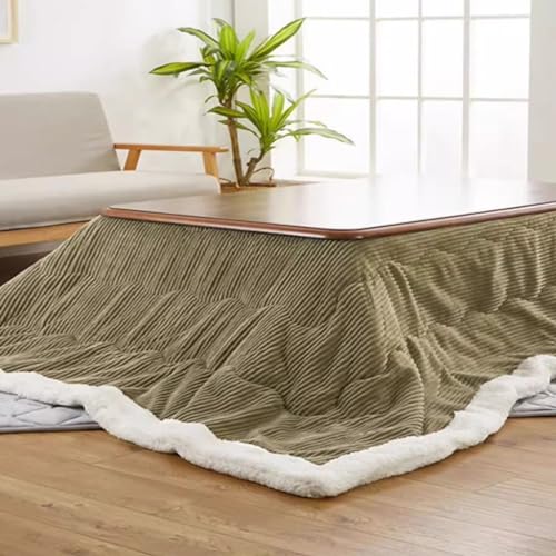 Kotatsu Mesa Kotatsu Mesa De Centro Futón Tatami De Estilo Japonés En Invierno 4 Piezas Edredón De Mesa Kotatsu Cuadrado para Sala De Estar (Color : Green-A, S : 80 * 80cm)