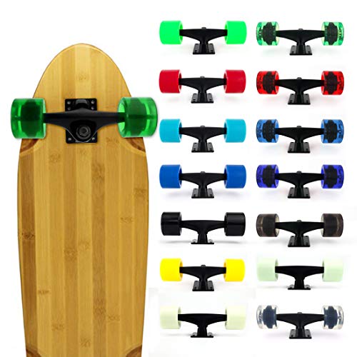 Image of VJ Skateboard Truck and Wheel, 5.0 Skateboard Trucks w /Skateboard Crusier Wheel 60mm, Skateboard Bearings, Skateboard Screws, Skateboard Riser Pads