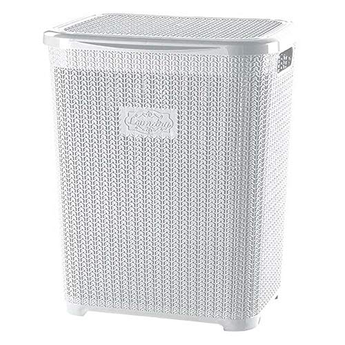 Violet Cesto para Ropa Sucia con Tapa 45 L, 40x34x48 cm, Blanco, Cesto Ropa, Canasto para Ropa Sucia