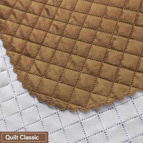 Image of HOKIPO Quilted Sofa Cover for 3 Seater for Seat & Back, 'Quilt Classic' Golden (IN-927-GLD*2)