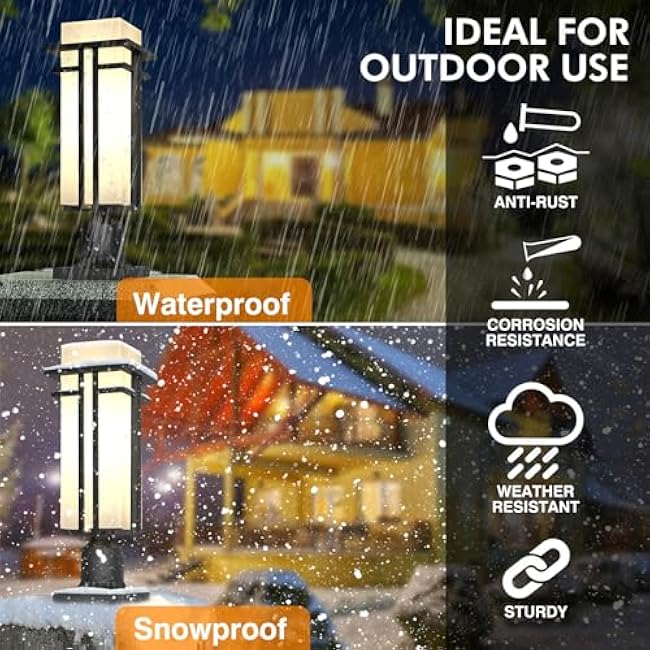 Outdoor Post Light Fixture - Aluminum Lamp Posts Outdoor Lighting, Outdoor Lightpost Lantern with 3-Inch Pier Mount Base Outside Pole Lighting for Porch Garnden (17.3''H, 1 pc)